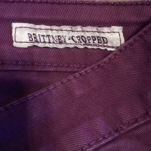 VINTAGE GUESS 29 PURPLE JEANS TRAINGLE BRITTNEY CROPPED COTTON SKINNY LEGS - Picture 3 of 6